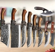 ZESTAW NOŻY NÓŻ KUCHENNYCH RZEŹNICYCH 9w1 SZEF KUCHNI STAL NIERDZEWNA