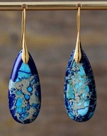 KOLCZYKI jaspis naturalny kamień turkus niebieskie