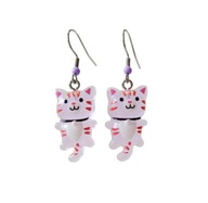 Kolczyki z kotkami, fioletowe, świecą w ciemnościach