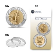 5zł 2022 - Zamek w Mosznej UNC - 10 monet w kapslach + 5 folderów