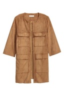 H & M narzutka płaszcz trencz marynarka zamszowy brązowy kieszenie cargo XS