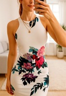 Ax Paris sukienka dopasowana biała w kwiaty