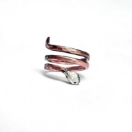 Regulowany pierścionek z miedzi i srebra - żmijka