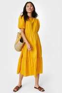 C&A oversize babydoll odcinana sukienka żółta bufki bufiaste rękawy falbany