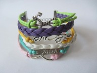 *34 WOŚP* Bransoletka ze sznurków, regulowana - wiara, miłość na zawsze