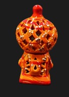 Ażurowy lampion ceramiczny szkliwiony, ręcznie malowany – styl marokański