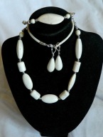 Turkus biały, kamień równowagi, zestaw - naszyjnik, bransoletka, kolczyki