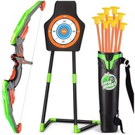 ZESTAW STRZELECKI STRZAŁY TARCZA KOŁCZAN BEZPIECZNY + DUŻY ŁUK ŚWIECĄCY LED