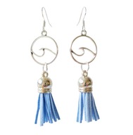 Kolczyki z japońską falą i błękitnym chwostem