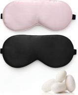 OPASKA NA OCZY DO SPANIA MASKA OPASKA NA OCZY JEDWABNA ZESTAW CZATNY RÓŻOWY