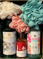 Yves Rocher ZESTAW 5 -- mleczko + 100ml perfum + żel + myjki Ikea + pudełko