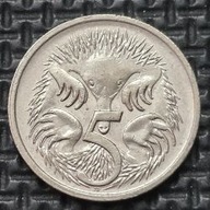 *AUSTRALIA [1917]*5 centów 1989 *Elżbieta II, Zwierzęta Mrówkojad kolczasty