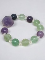 Bransoletka z Fluorytów z surowym Ametystem