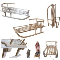 SANKI DREWNIANE Z OPARCIEM DLA DZIECI NA ZIMĘ, Z OPARCIEM BEZPIECZNE