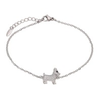 83738 BRANSOLETKA PLATYNOWANA 18+3 CM piesek z cyrkoniami