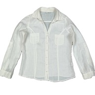 BLUZKA DAMSKA -KOSZULOWA LNIANA BIAŁA ROZM.42__