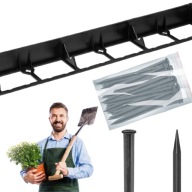 OBRZEŻE OGRODOWE PLASTIKOWE TRWNIKOWE CZARNE OBRZEŻA 20M + KOTWY 60szt