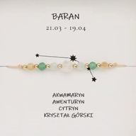 Bransoletka Znak Zodiaku BARAN Akwamaryn, Awenturyn, Cytryn Kryształ górski