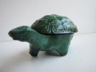 SZKATUŁKA PUZDERKO BOMBONIERKA ŻÓŁW SZKŁO MALACHIT