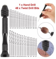 Mini wiertarka ręczna Premium z dociskiem + zestaw wierteł 48 szt