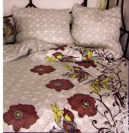 pościel z satyny 160x200 + 2x70x80 zamek S 199944-1 maki brąz A-pol