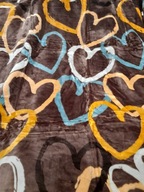 Koc Elway akryl 160x210 serca na brązie