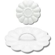 TALERZ DO JAJEK TALERZYK NA JAJKA PORCELANOWY Z UCHWYTEM PODSTAWKA PÓŁMISEK