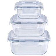 POJEMNIKI ŻAROODPORNE SZKLANE 3 SZTUKI ŻAROODPORNE, SZCZELNE