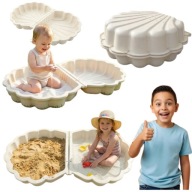 PIASKOWNICA PLASTIKOWA ZAMYKANA POKRYWA DLA DZIECI MUSZELKA BASEN NA BALKON