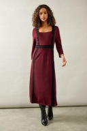 Tanio !_NOWA klasyczna WYSZCZUPLAJĄCA sukienka WALLIS bordo_WISKOZA_r.44