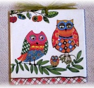 Robótkownia Obrazek kafelek 15x15 Ptak ptaki Rodzinka Sowy