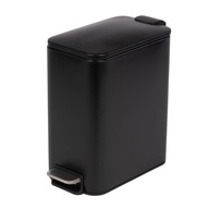 KOSZ ŁAZIENKOWY CZARNY WĄSKI METALOWY Z PEDAŁEM 5L 29 X 14 X 28.5 CM