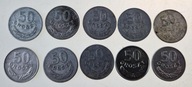 50 groszy PRL 10 szt zestaw w różnym stanie