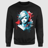 Czarna Bluza XL Unisex "Dori" z dynamicznym nadrukiem, nowoczesny styl