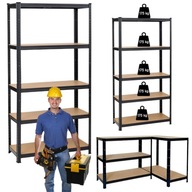 REGAŁ MAGAZYNOWY WARSZTATOWY METALOWY CZARNY 180 X 90 X 40 CM 5 PÓŁEK 875KG