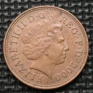 *WIELKA BRYTANIA [0155] *2 Pence 2000 Elizabeth II Moneta magnetyczna !!!