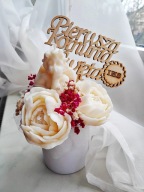 Wieczny bukiet ze świeczek sojowych z Aniołkiem prezent na I Komunię Świętą