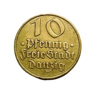 10 Fenigów Dorsz z 1932 roku, wyemitowana przez Wolne Miasto Gdańsk