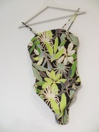 Kostium strój kąpielowy jednoczęściowy 36 Jasnozielony/Kwiaty ramiączka