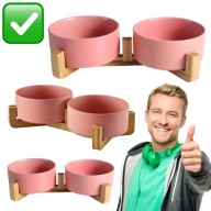 MISKA CERAMICZNA DLA KOTA KOMPLET 2szt. RÓŻOWA NA WODĘ 0.8L SOLIDNA MERSJO