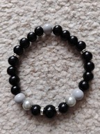 ŚLICZNA BRANSOLETKA ZE SZKLANYCH PEREŁ SZKLANYCH KORALIKÓW Z CYRKONIAMI