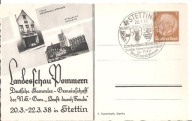 SZCZECIN STETTIN - TRZECIA RZESZA -postkarte -ozdobny stempel -1938 rok