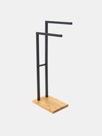 Stojak łazienkowy loft czarny bambus drewno 35,5x20x79,5 cm