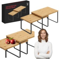 PÓŁKA KUCHENNA NA BLAT 2szt STOJĄCA DREWNIANA SEGREGATOR NA PRZYPRAWY