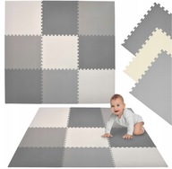 DUŻE GRUBE PUZZLE PIANKOWE MATA PIANKOWA 180x180 9 SZT SZARA KONTRASTOWA