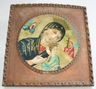 MATKA BOSKA BOŻA NIEUSTAJĄCEJ POMOCY ŚWIĘTY OBRAZ STARA DESKA SZKŁO