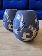 ZESTAW PIĘKNYCH NIESPOTYKANYCH 2 SZTUK GRANITOWYCH ŚWIECZNIKÓW STYL GLAMOUR