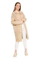 Swetrowy płaszcz z kieszeniami w kratę - r.XL (42)