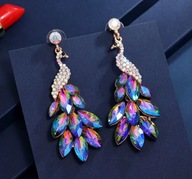 KOLCZYKI PAW CYRKONIE kolorowe kameleon błyszczące studniówka karnawał