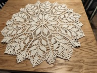 Obrus serwetka serweta szydełkowe misterne rękodzieło lniany kolorśr68